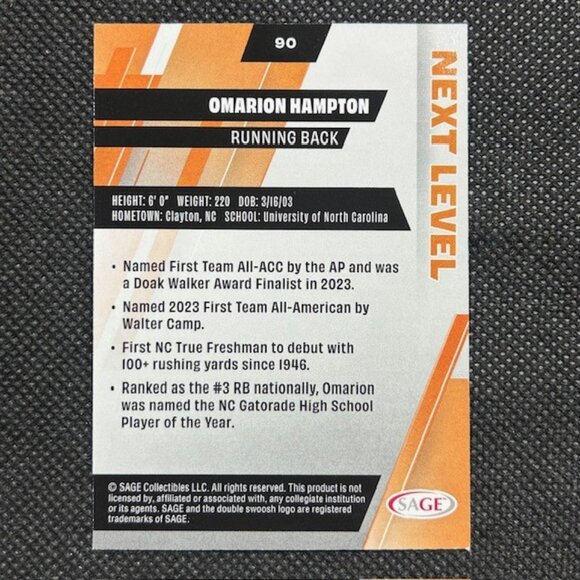 2025 SAGE HIT Low Series Omarion Hampton Red #90 RC ROOKIE Los Angeles Chargers - Picture 2 of 2